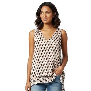 White House Black Market XXS Blouse Multicolor Geometric Sleeveless Top High-Low